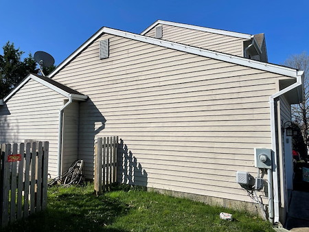 Which exterior surfaces need a gentler cleaning approach